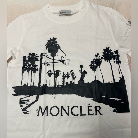 Moncler Graphic Print Cotton Tee, White, XS/S - Picture 4 of 8